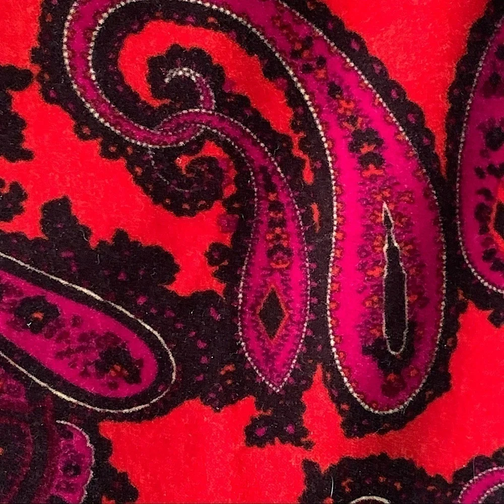 TALBOTS Petites Red Velvet Paisley Print Pencil Skirt Size 2P